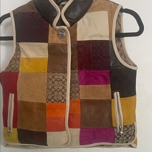 Coach Patchwork Leather & Suede Vest in Multicolor Kids Sz M